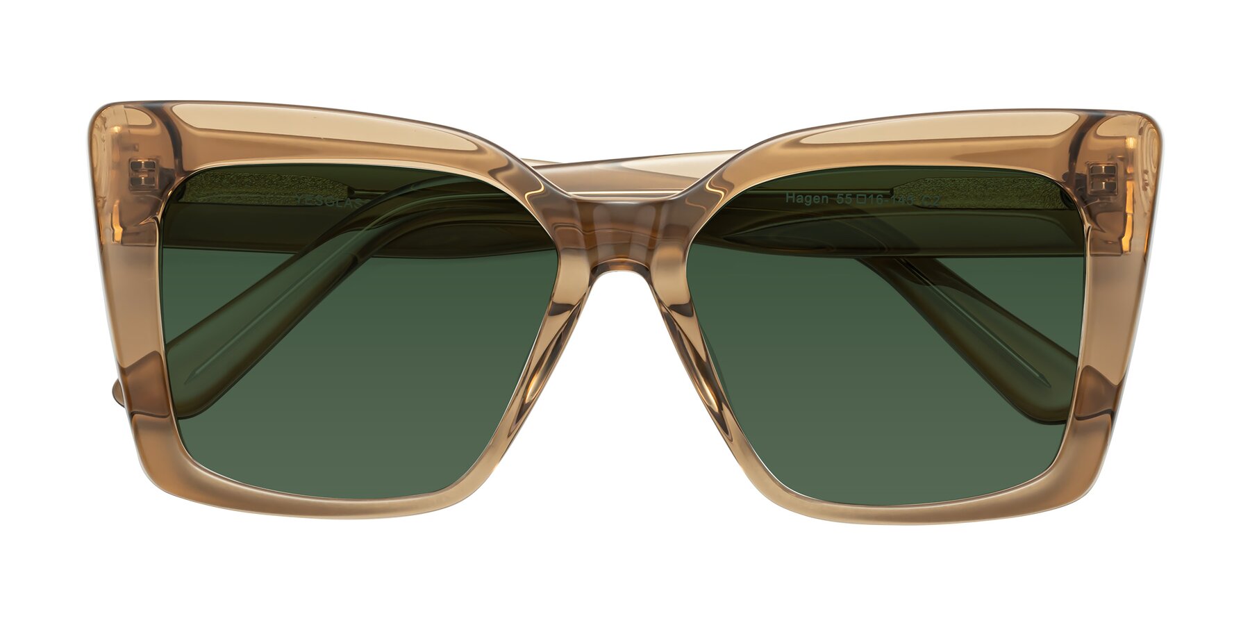 Folded Front of Hagen in Translucent Brown with Green Tinted Lenses