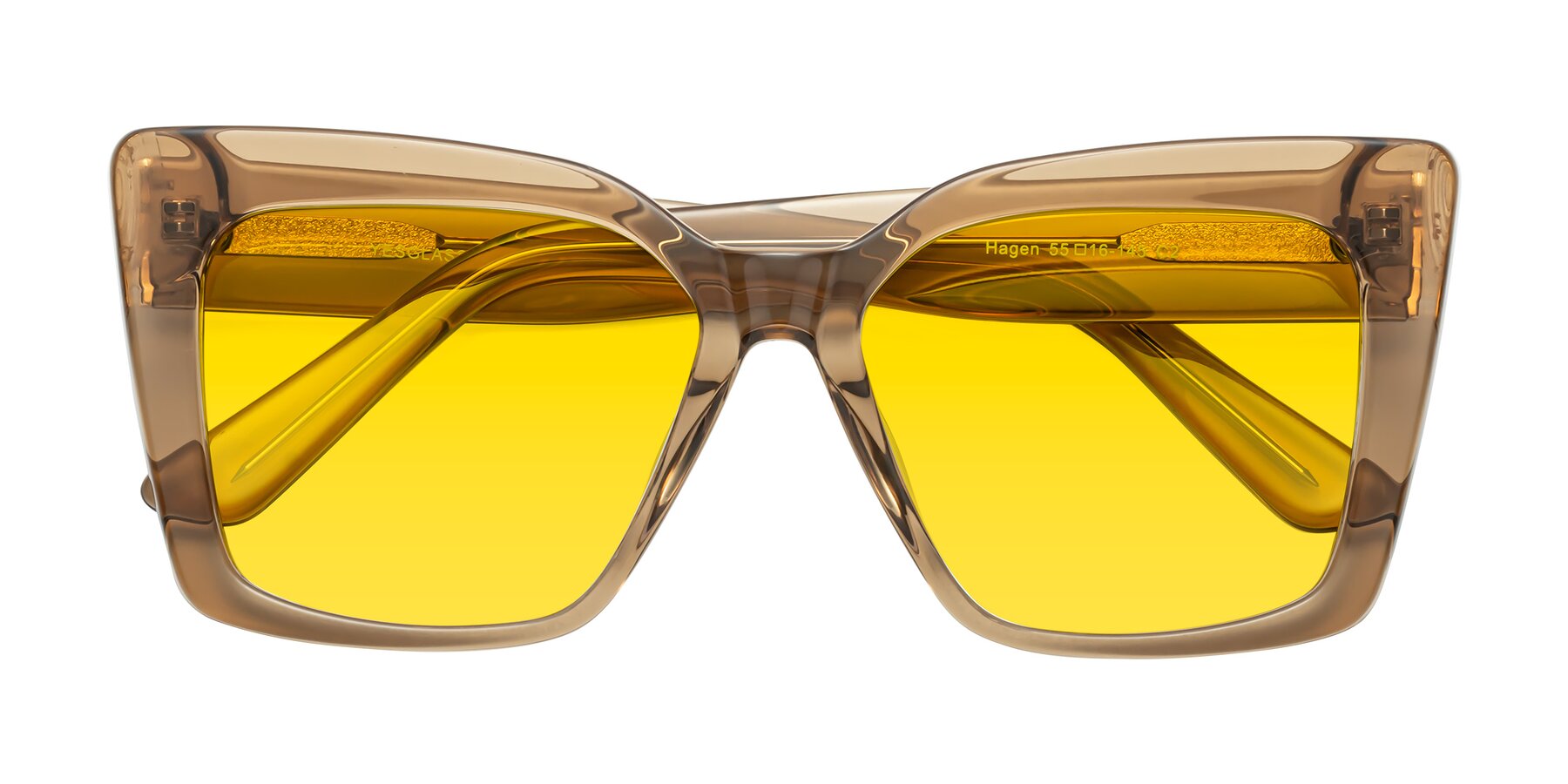 Folded Front of Hagen in Translucent Brown with Yellow Tinted Lenses