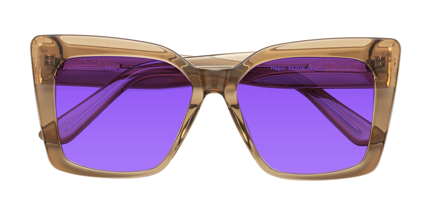 Folded Front of Hagen in Translucent Brown with Purple Tinted Lenses
