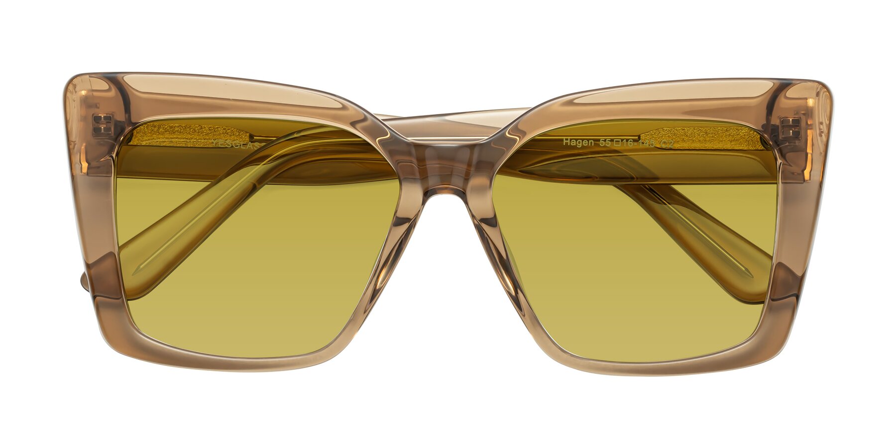 Folded Front of Hagen in Translucent Brown with Champagne Tinted Lenses