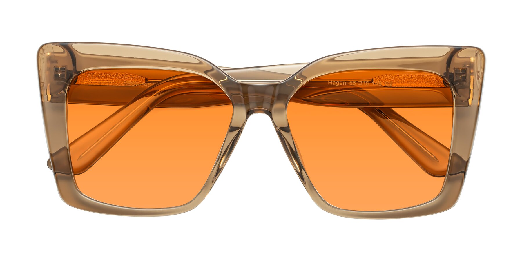 Folded Front of Hagen in Translucent Brown with Orange Tinted Lenses