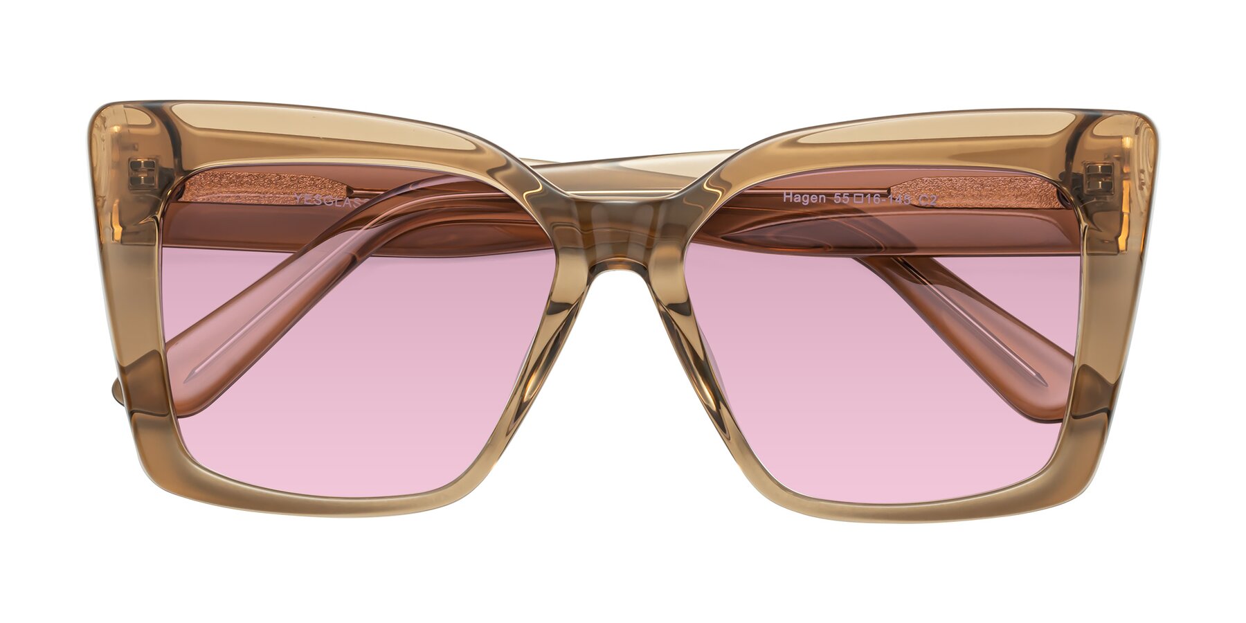 Folded Front of Hagen in Translucent Brown with Light Wine Tinted Lenses