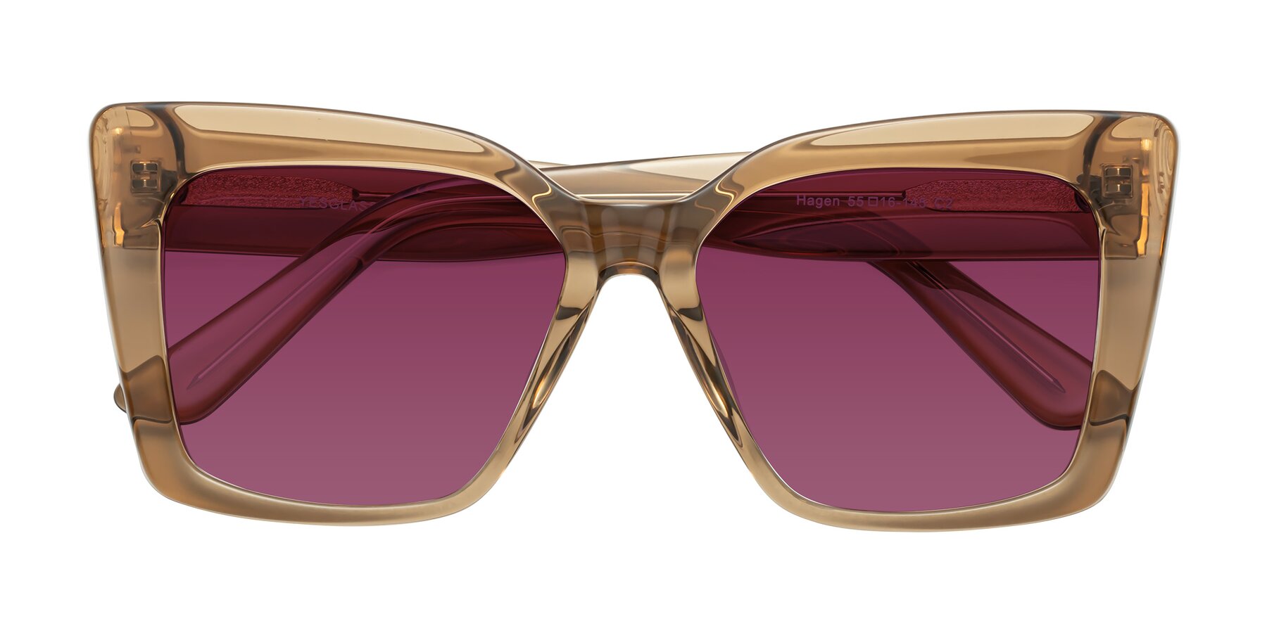 Folded Front of Hagen in Translucent Brown with Wine Tinted Lenses