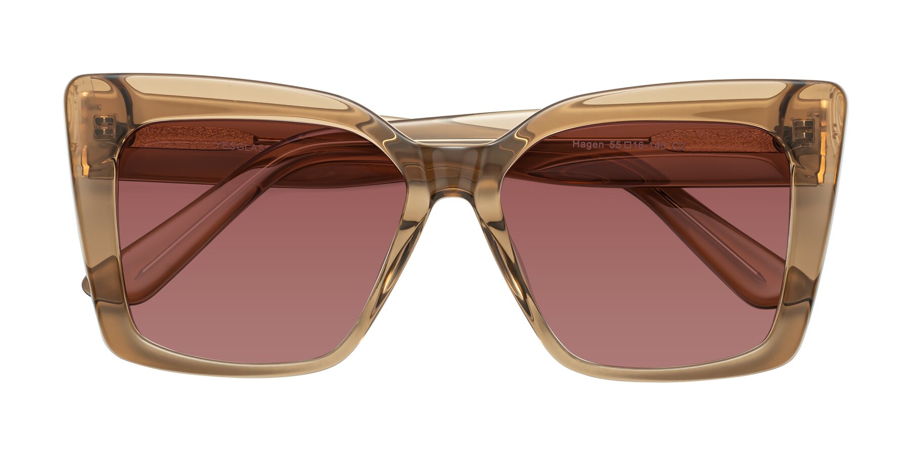 Folded Front of Hagen in Translucent Brown with Garnet Tinted Lenses