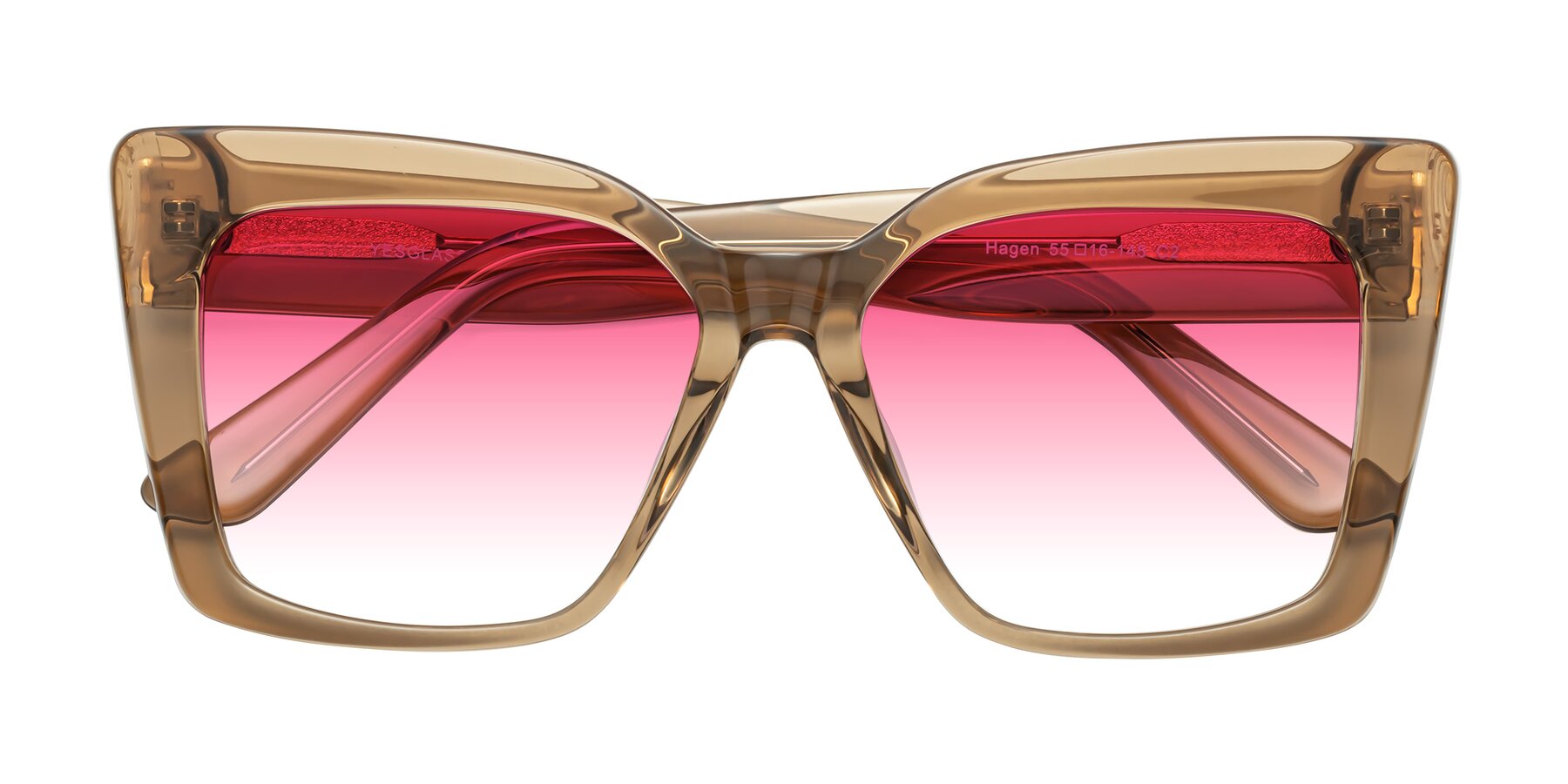 Folded Front of Hagen in Translucent Brown with Pink Gradient Lenses