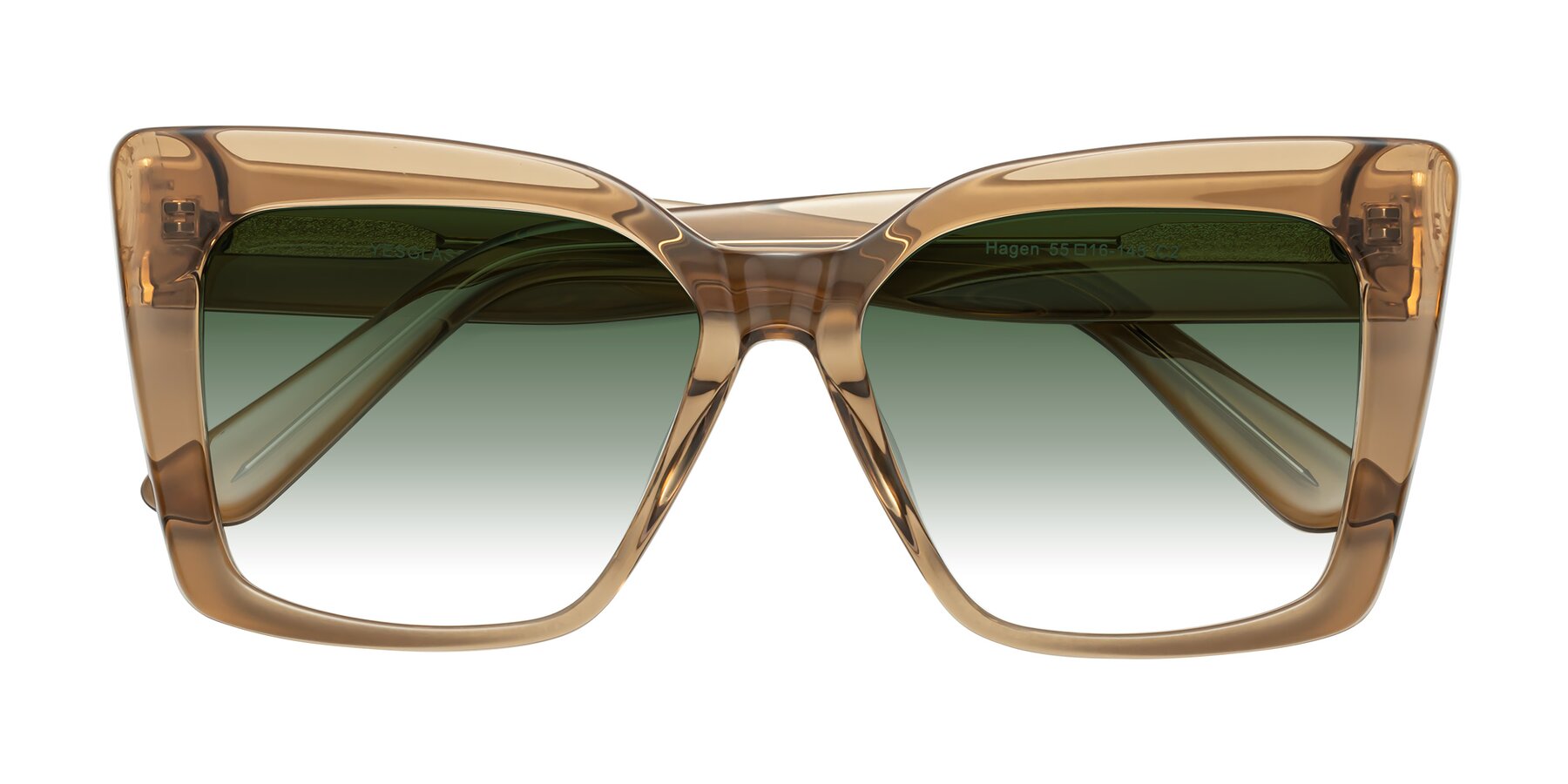Folded Front of Hagen in Translucent Brown with Green Gradient Lenses