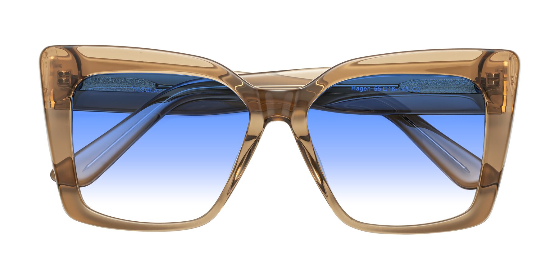 Folded Front of Hagen in Translucent Brown with Blue Gradient Lenses