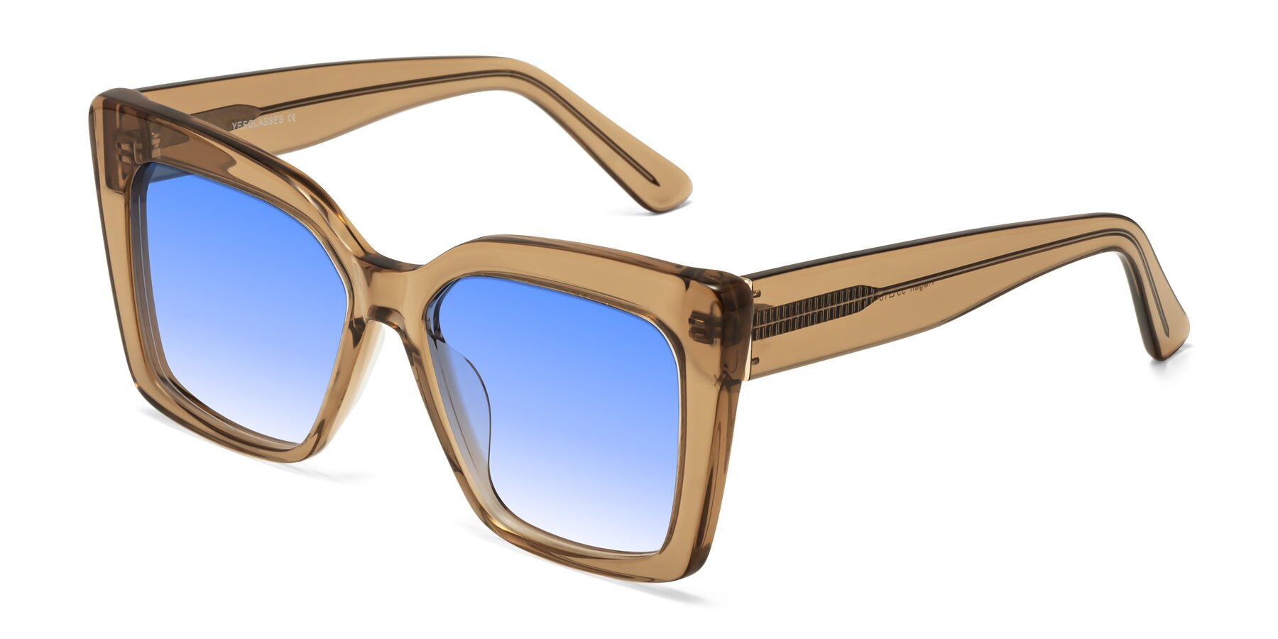 Angle of Hagen in Translucent Brown with Blue Gradient Lenses