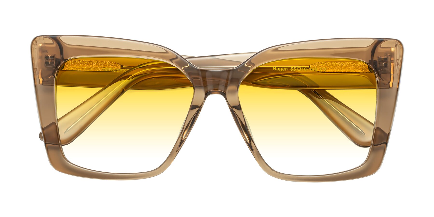 Folded Front of Hagen in Translucent Brown with Yellow Gradient Lenses