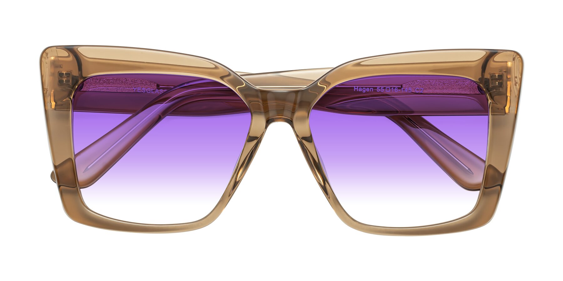 Folded Front of Hagen in Translucent Brown with Purple Gradient Lenses