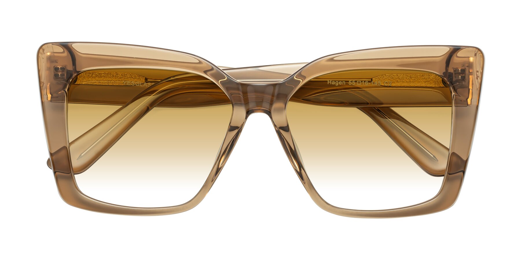 Folded Front of Hagen in Translucent Brown with Champagne Gradient Lenses