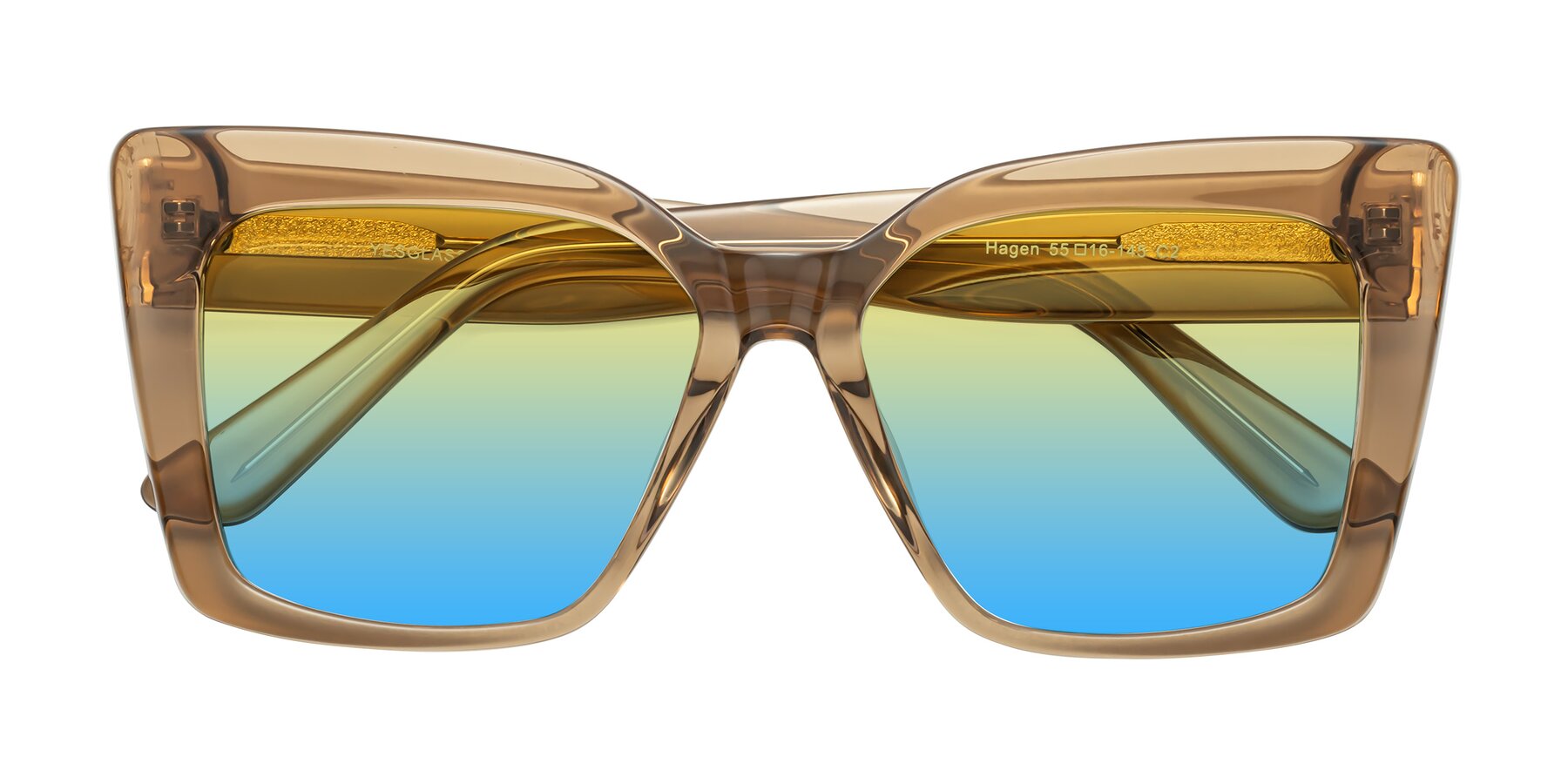 Folded Front of Hagen in Translucent Brown with Yellow / Blue Gradient Lenses