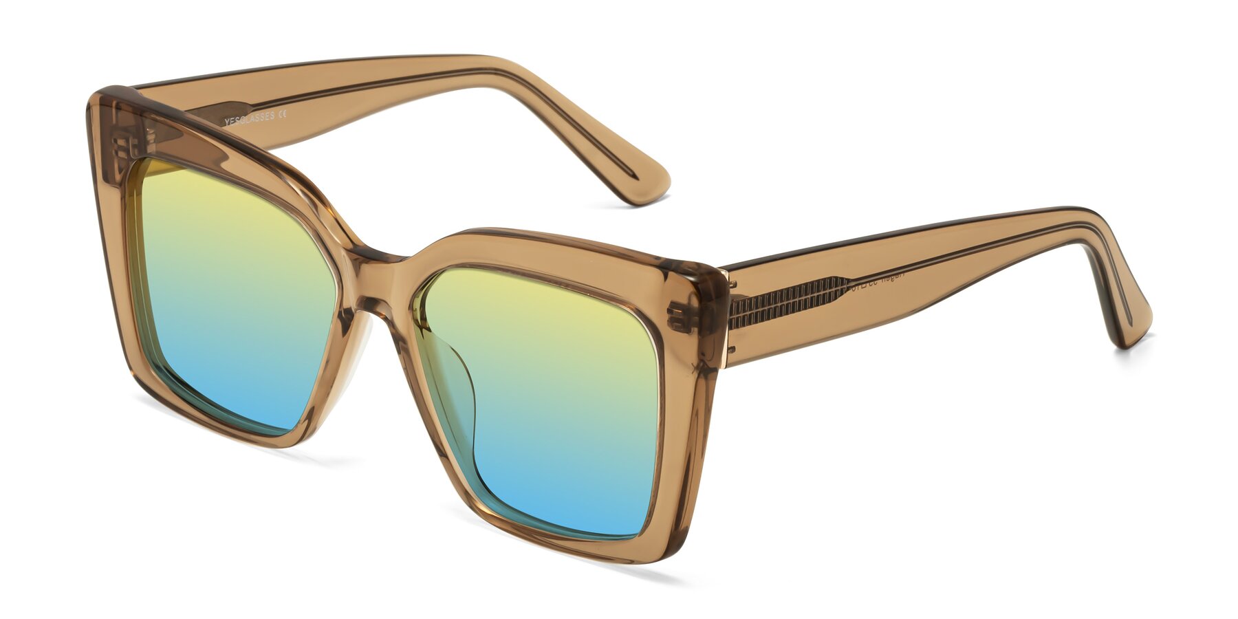 Angle of Hagen in Translucent Brown with Yellow / Blue Gradient Lenses