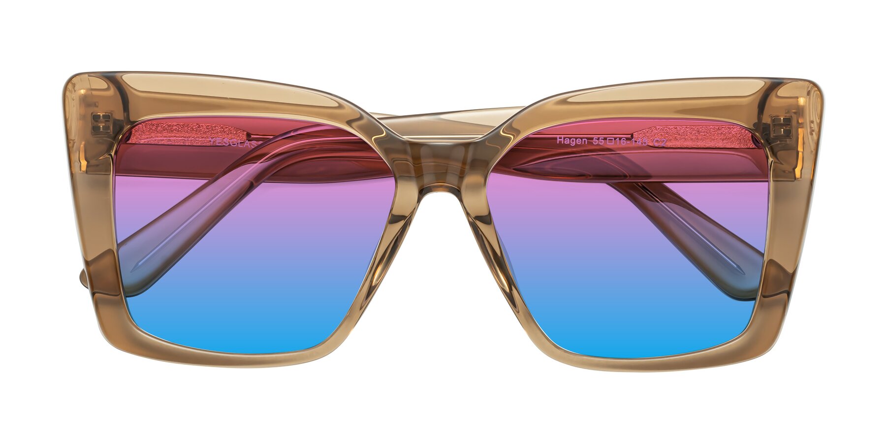 Folded Front of Hagen in Translucent Brown with Pink / Blue Gradient Lenses