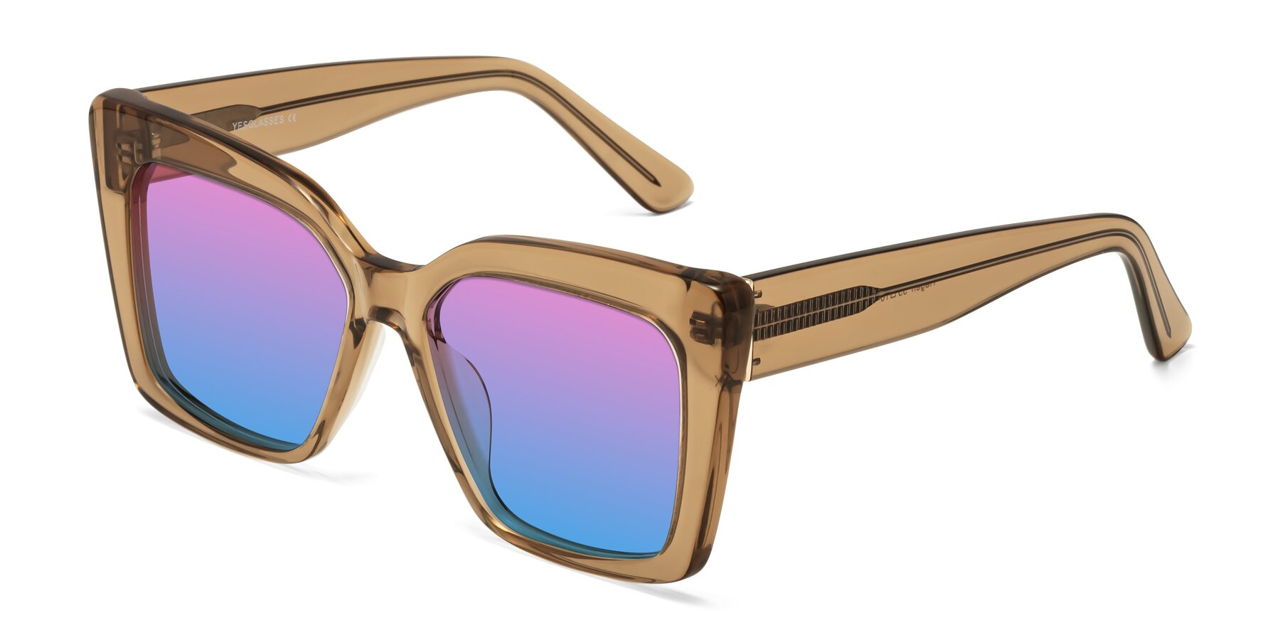 Angle of Hagen in Translucent Brown with Pink / Blue Gradient Lenses