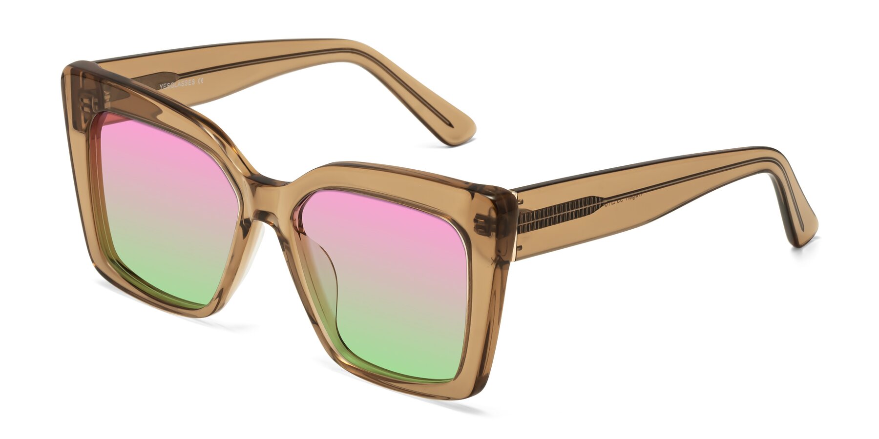 Angle of Hagen in Translucent Brown with Pink / Green Gradient Lenses