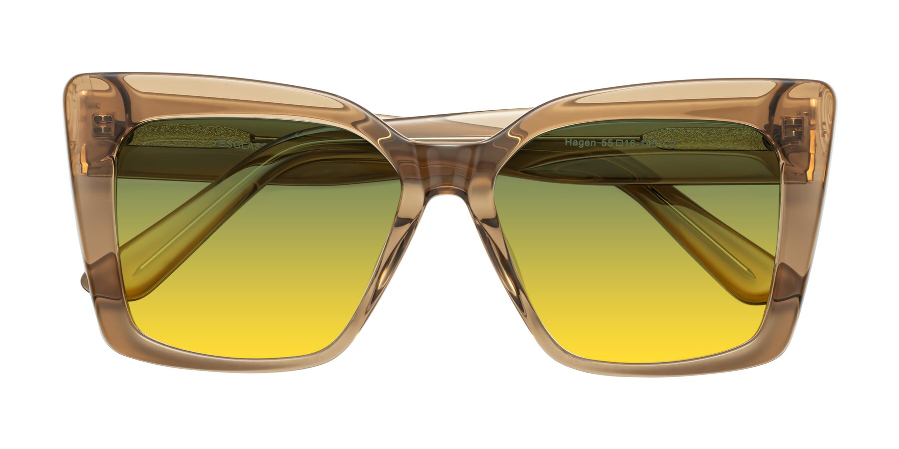 Folded Front of Hagen in Translucent Brown with Green / Yellow Gradient Lenses
