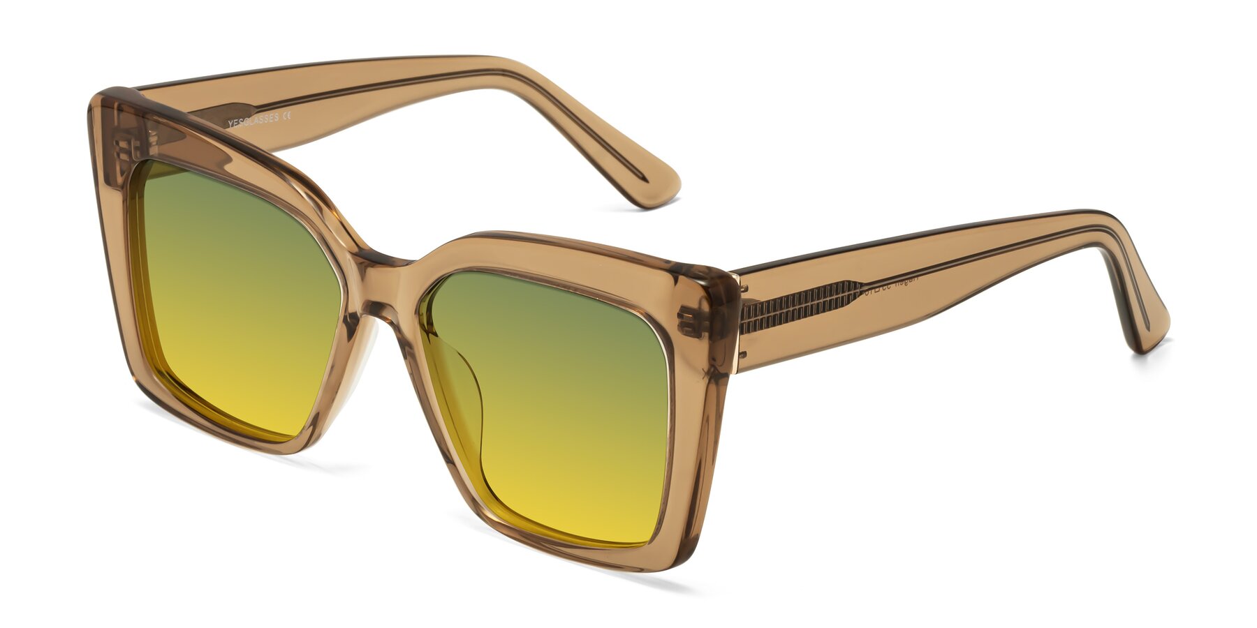 Angle of Hagen in Translucent Brown with Green / Yellow Gradient Lenses
