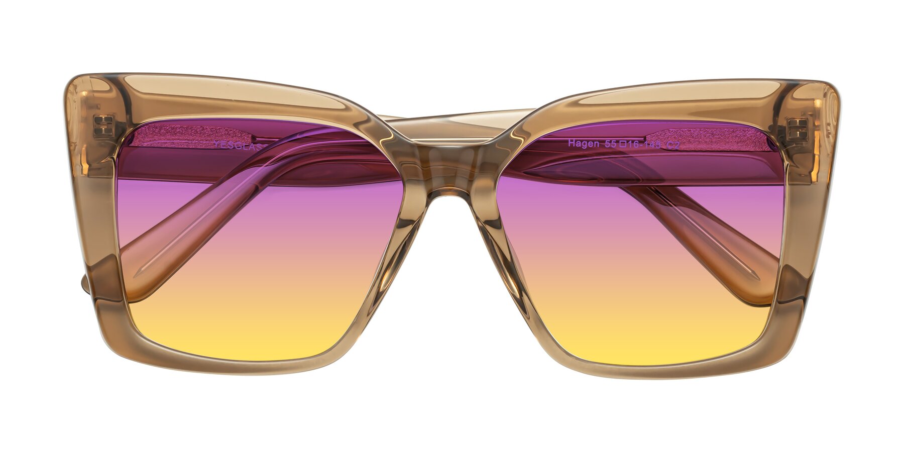 Folded Front of Hagen in Translucent Brown with Purple / Yellow Gradient Lenses