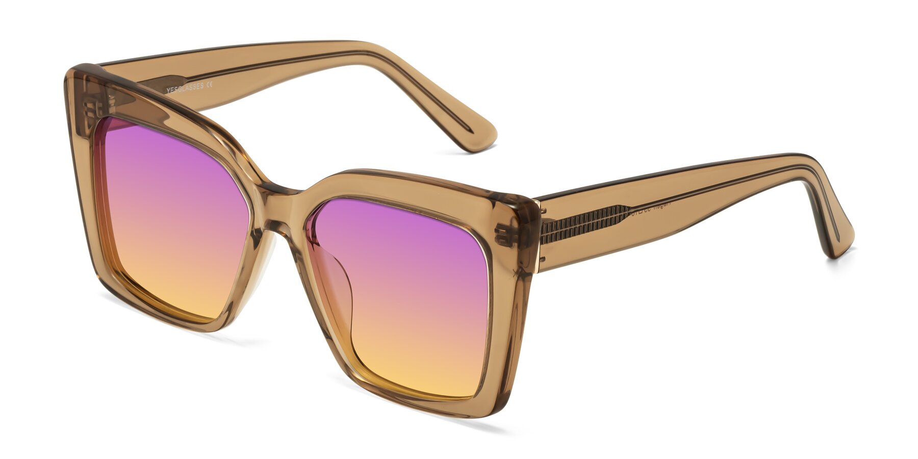 Angle of Hagen in Translucent Brown with Purple / Yellow Gradient Lenses