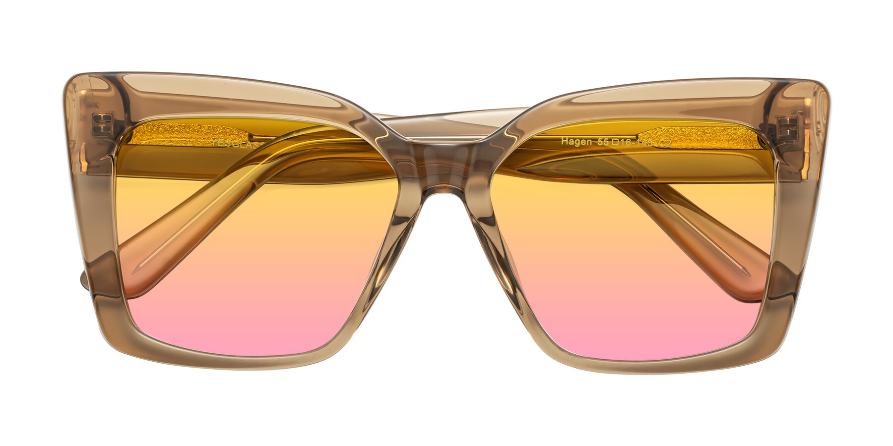 Folded Front of Hagen in Translucent Brown with Yellow / Pink Gradient Lenses