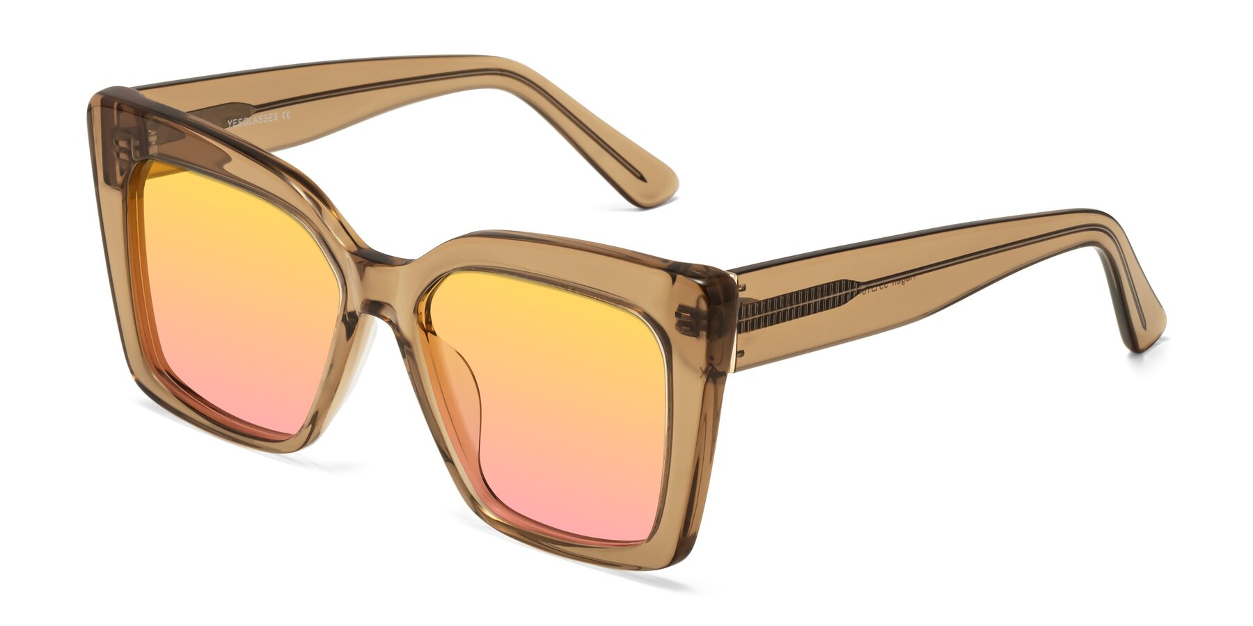 Angle of Hagen in Translucent Brown with Yellow / Pink Gradient Lenses