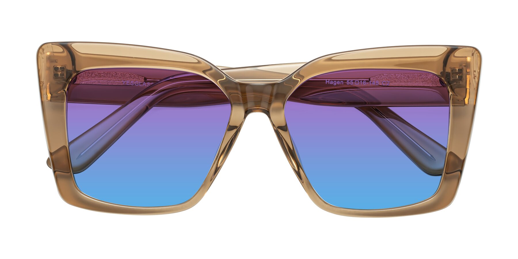 Folded Front of Hagen in Translucent Brown with Purple / Blue Gradient Lenses