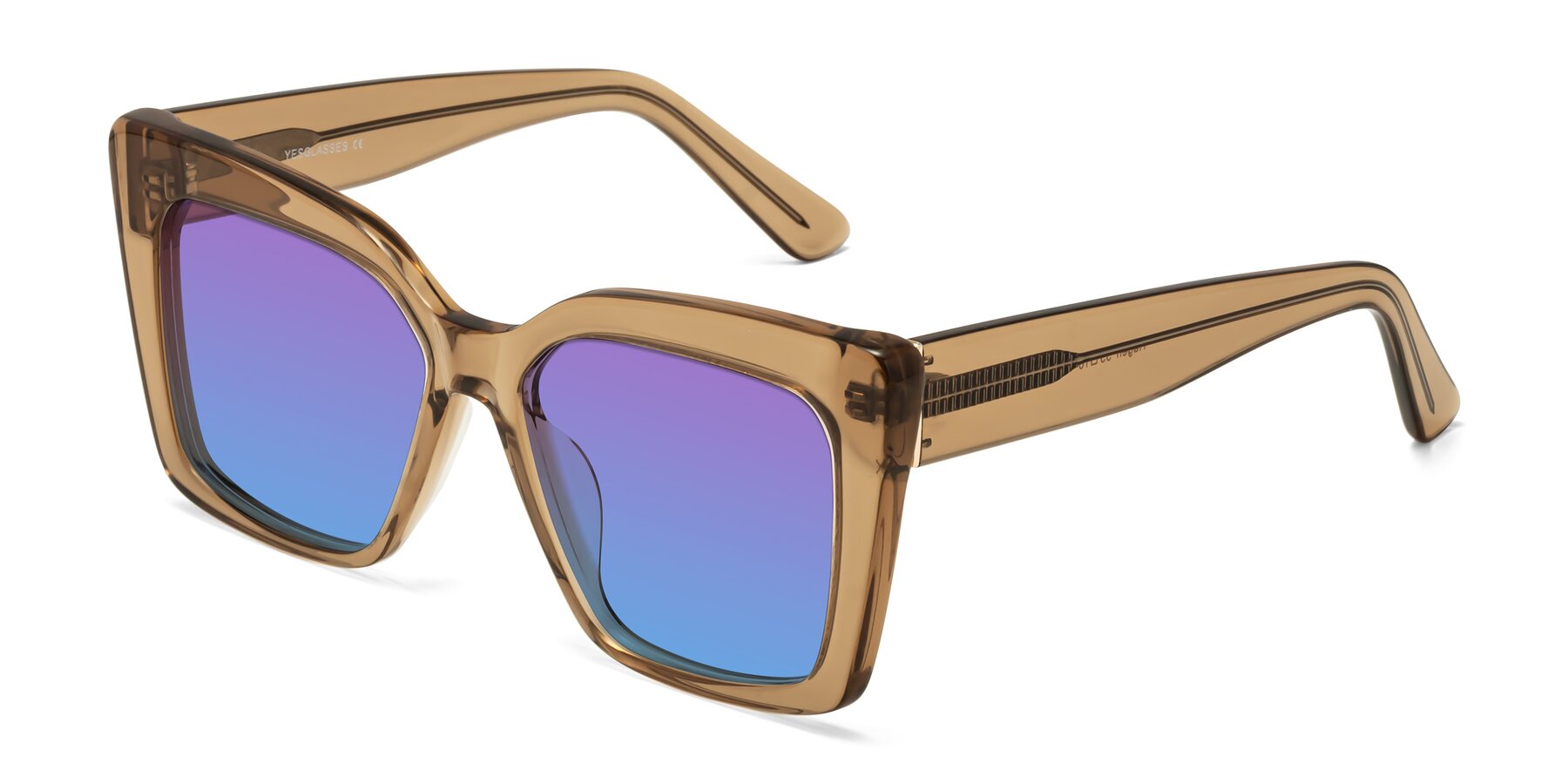Angle of Hagen in Translucent Brown with Purple / Blue Gradient Lenses