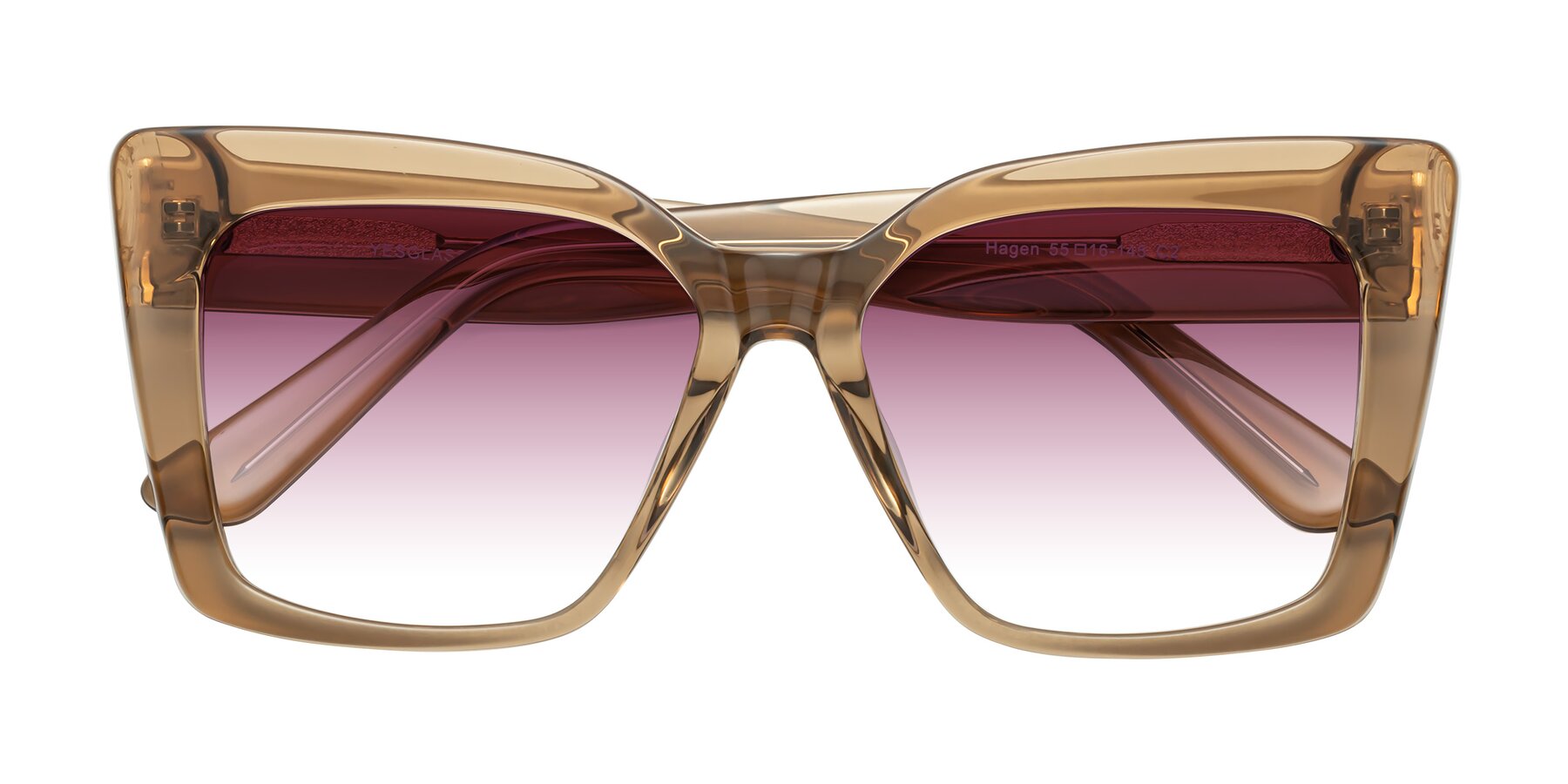 Folded Front of Hagen in Translucent Brown with Wine Gradient Lenses