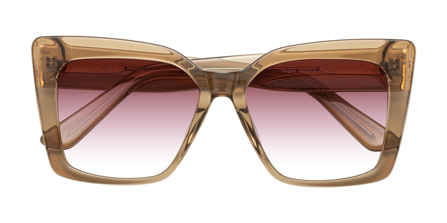 Folded Front of Hagen in Translucent Brown with Garnet Gradient Lenses