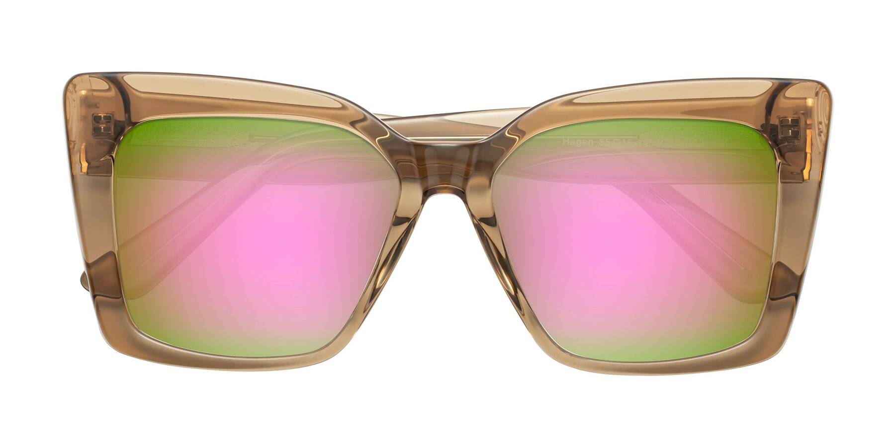 Folded Front of Hagen in Translucent Brown with Pink Mirrored Lenses