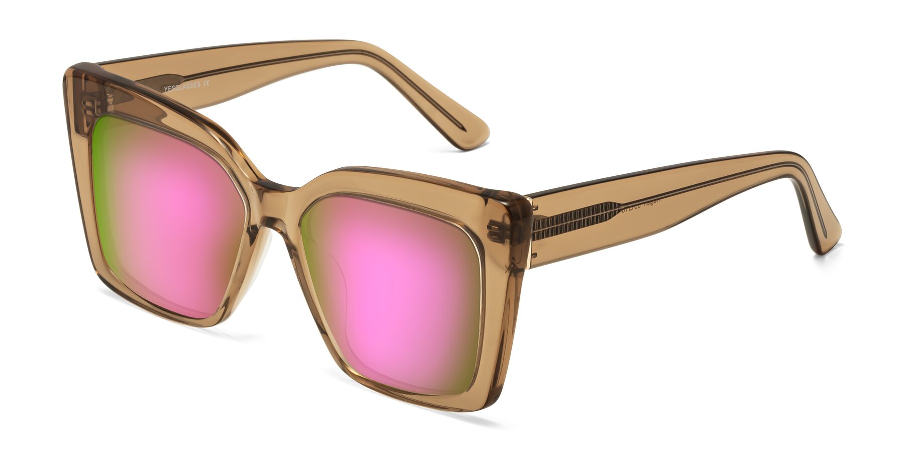 Angle of Hagen in Translucent Brown with Pink Mirrored Lenses
