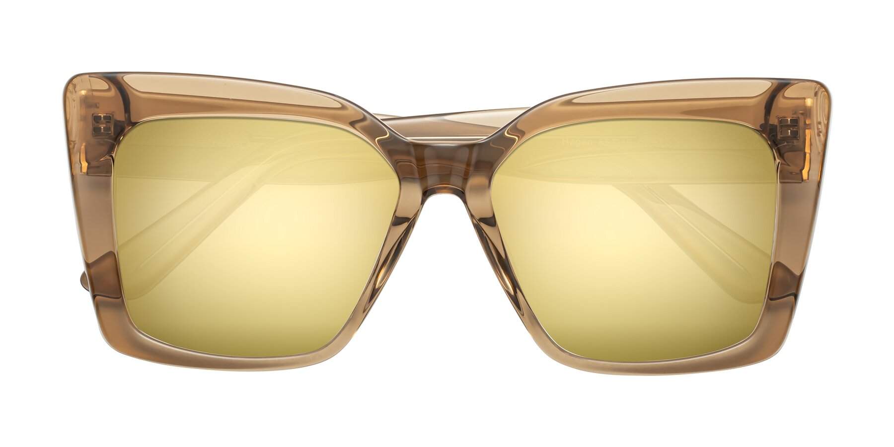 Folded Front of Hagen in Translucent Brown with Gold Mirrored Lenses