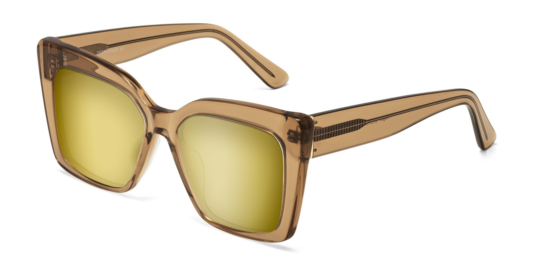 Angle of Hagen in Translucent Brown with Gold Mirrored Lenses