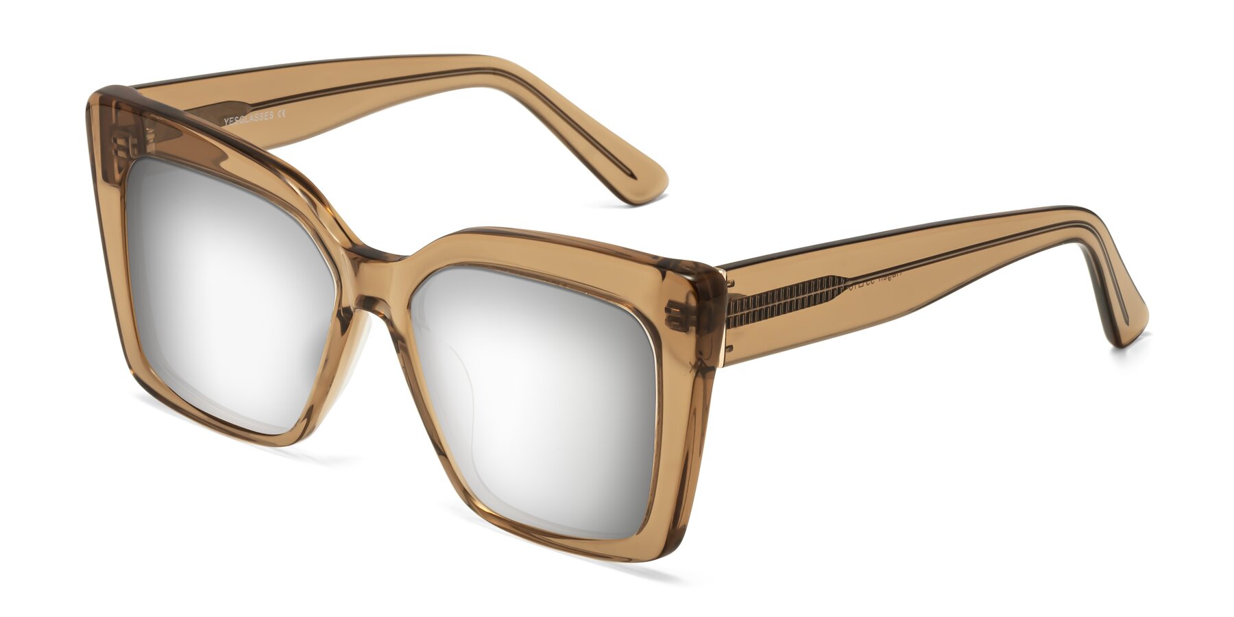 Angle of Hagen in Translucent Brown with Silver Mirrored Lenses