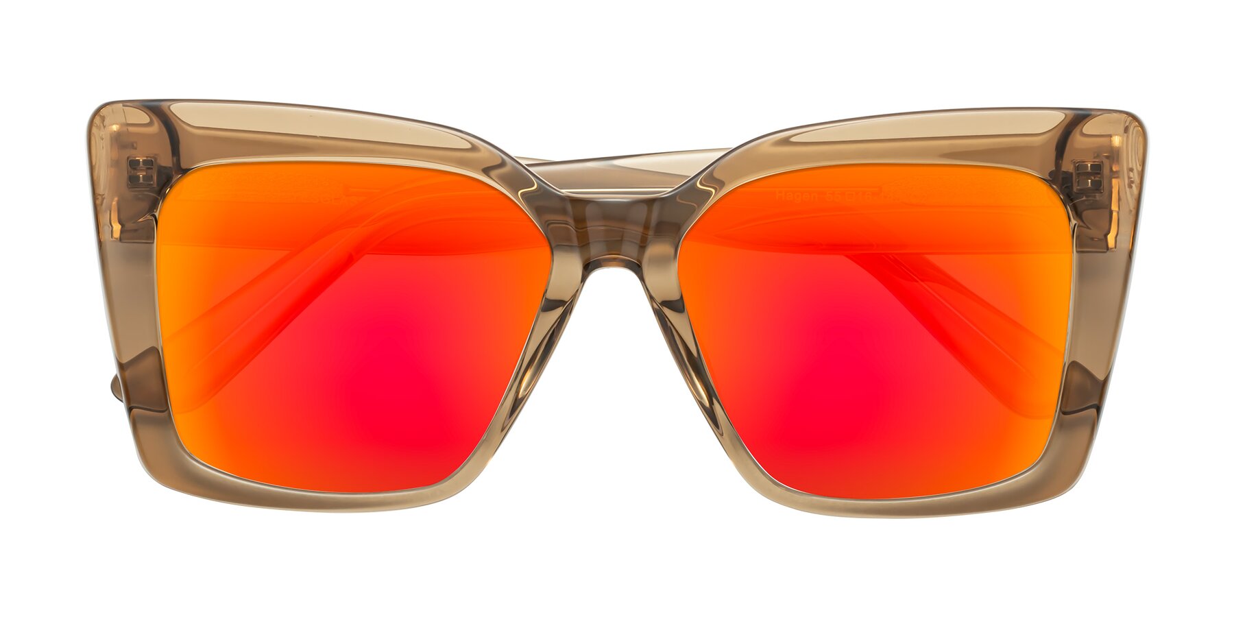 Folded Front of Hagen in Translucent Brown with Red Gold Mirrored Lenses