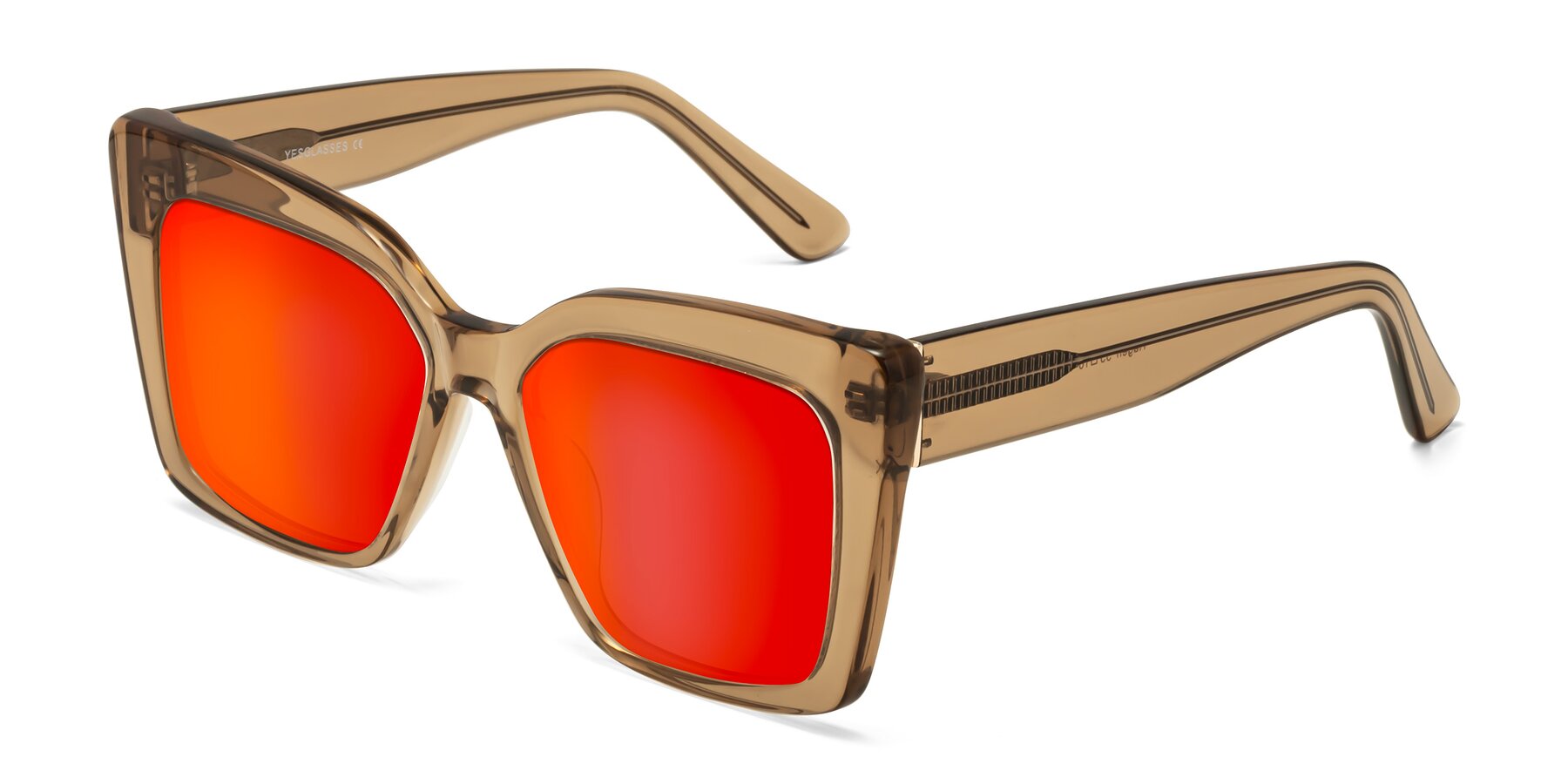 Angle of Hagen in Translucent Brown with Red Gold Mirrored Lenses