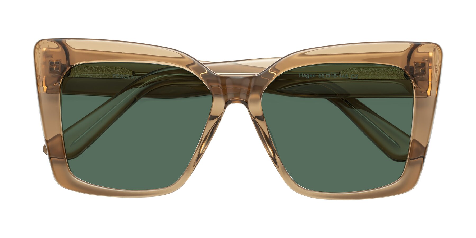 Folded Front of Hagen in Translucent Brown with Green Polarized Lenses