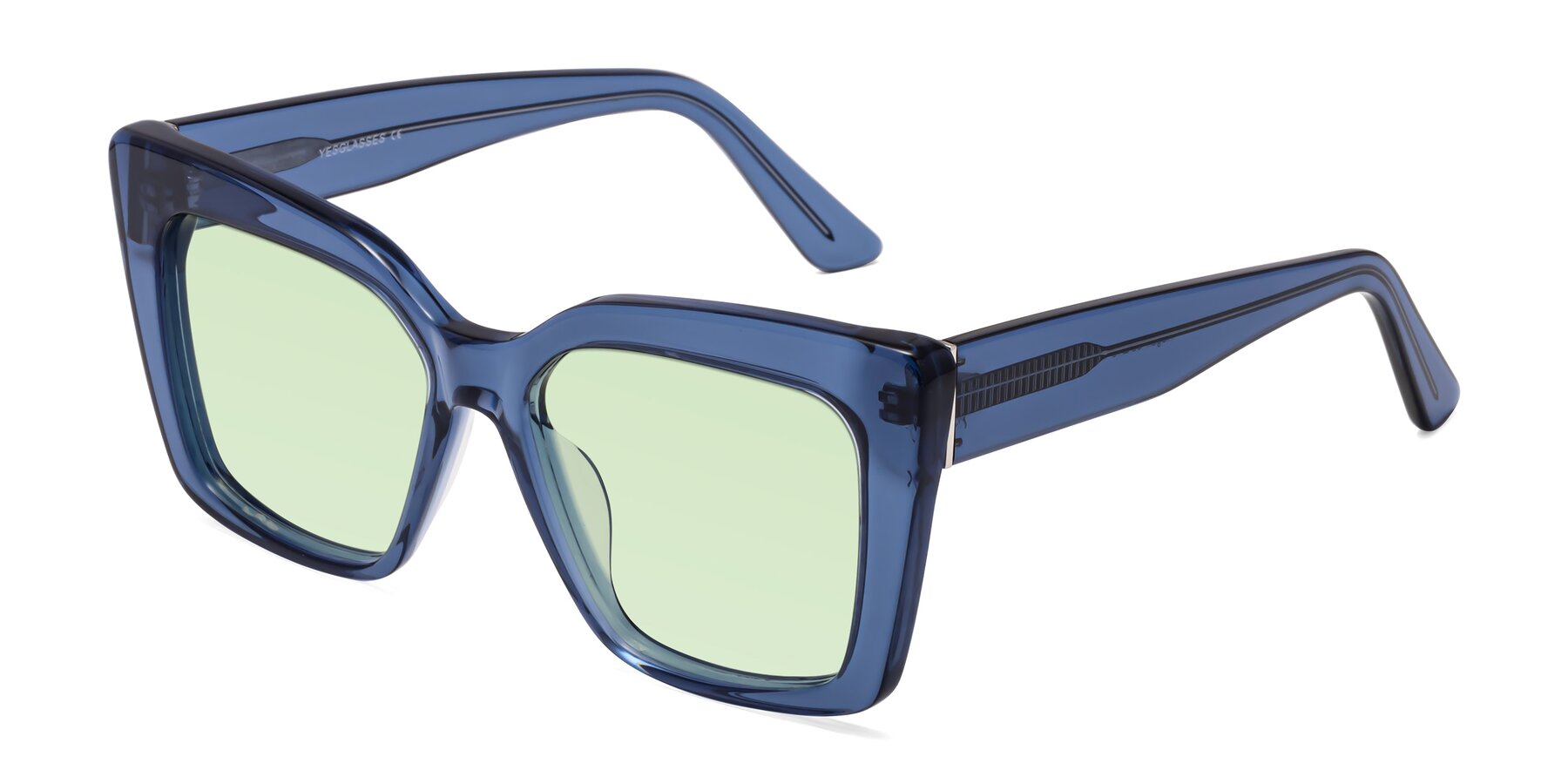 Angle of Hagen in Translucent Blue with Light Green Tinted Lenses