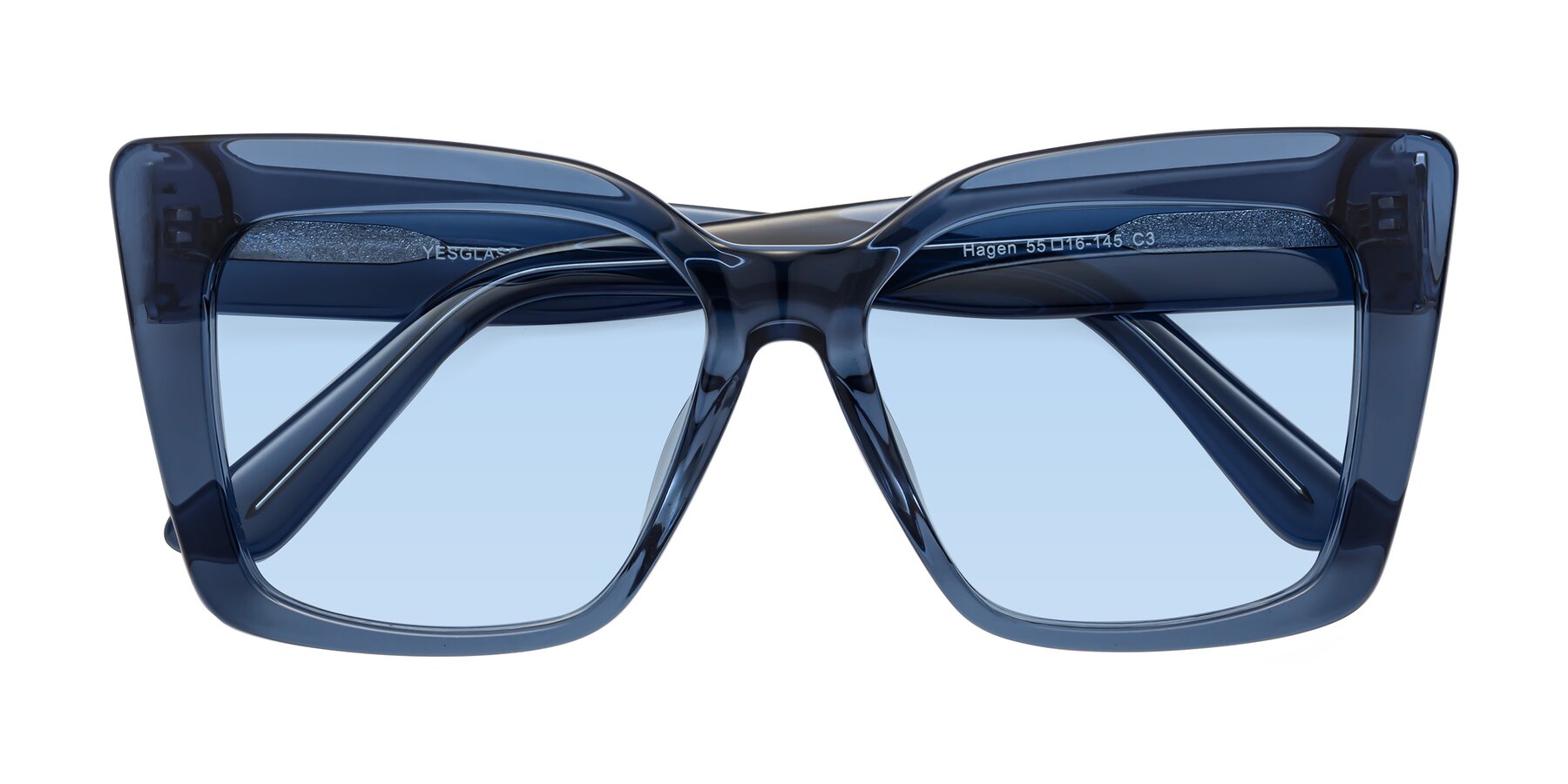 Folded Front of Hagen in Translucent Blue with Light Blue Tinted Lenses