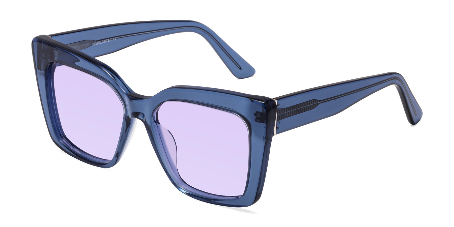Angle of Hagen in Translucent Blue with Light Purple Tinted Lenses