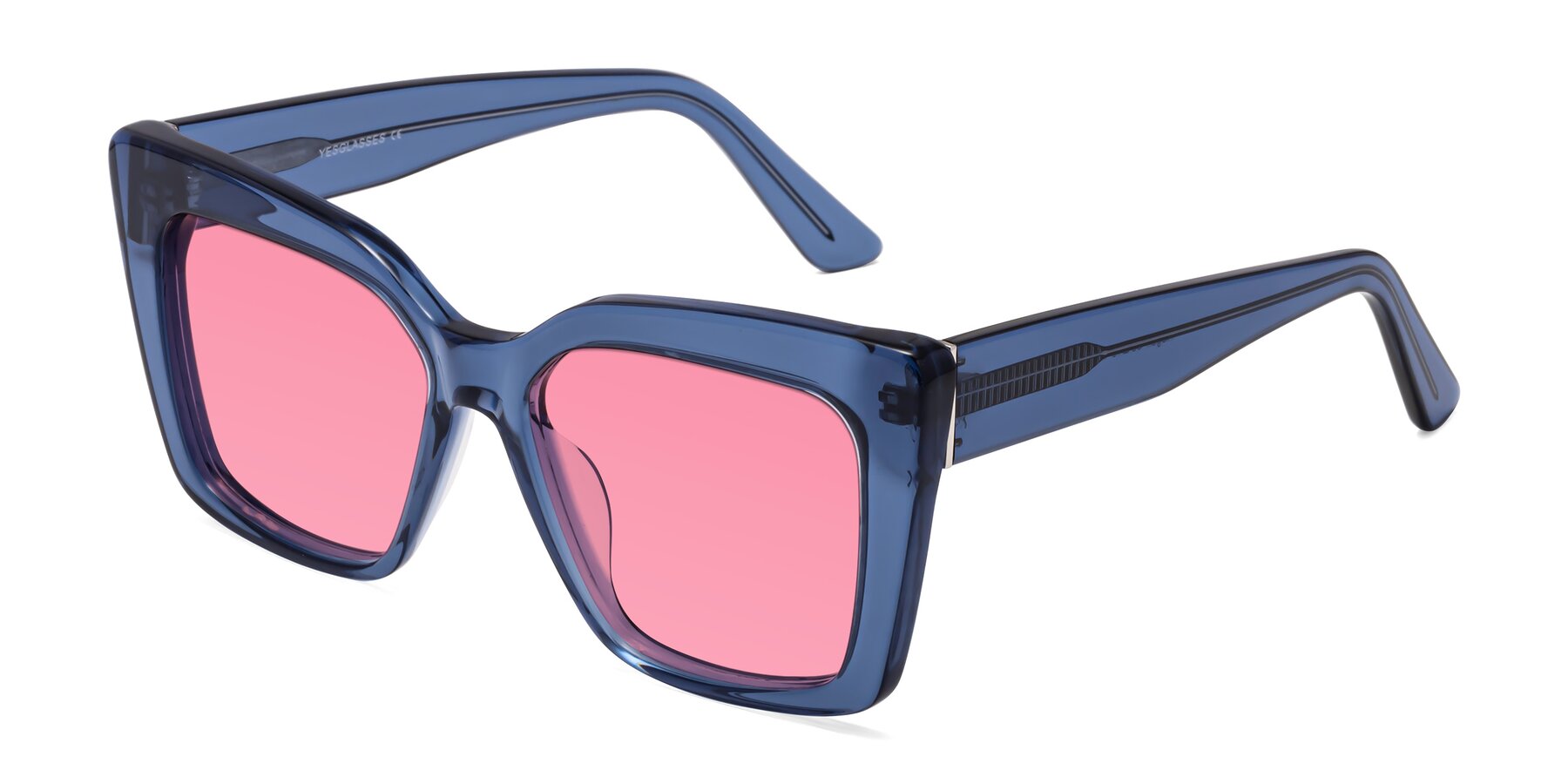 Angle of Hagen in Translucent Blue with Pink Tinted Lenses