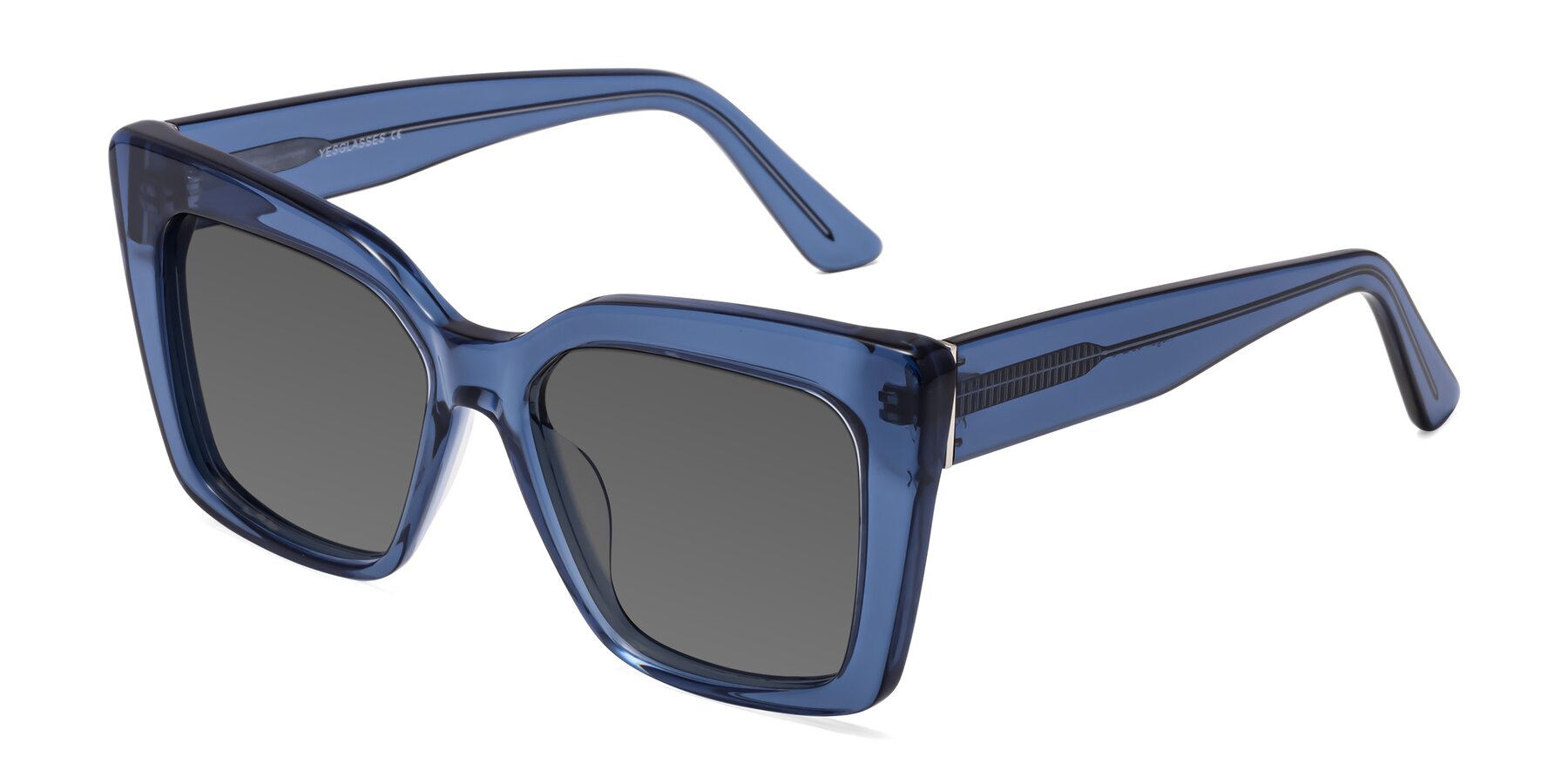 Angle of Hagen in Translucent Blue with Medium Gray Tinted Lenses
