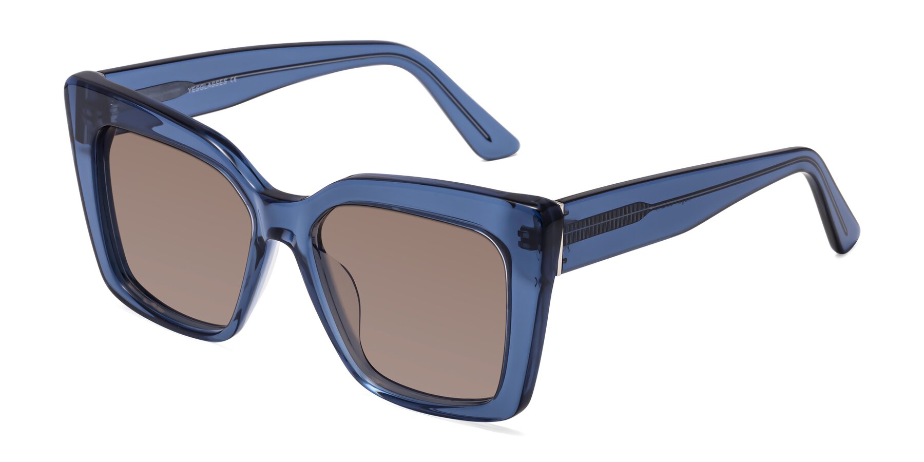Angle of Hagen in Translucent Blue with Medium Brown Tinted Lenses