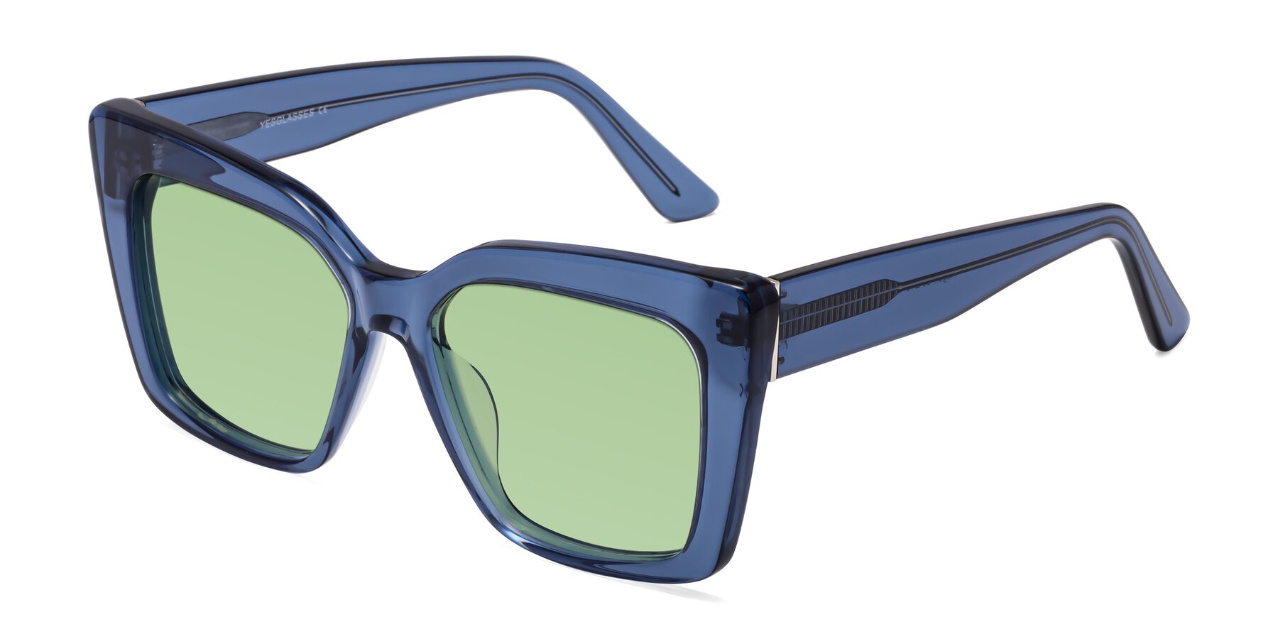 Angle of Hagen in Translucent Blue with Medium Green Tinted Lenses