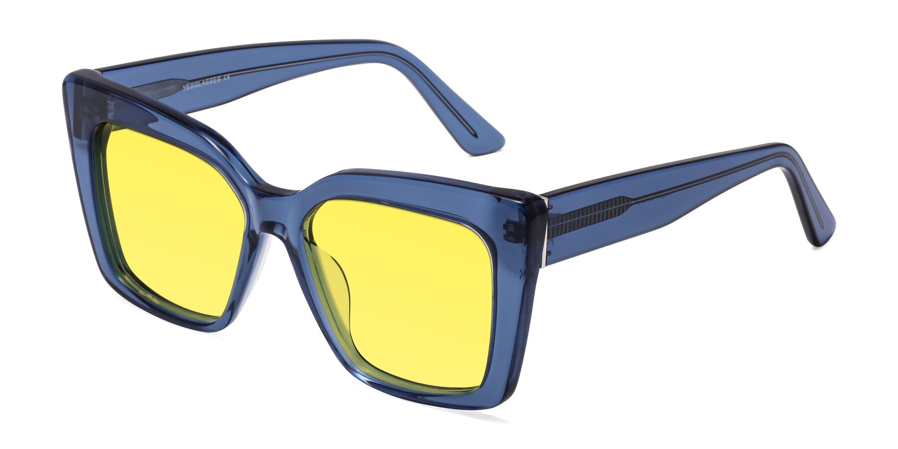 Angle of Hagen in Translucent Blue with Medium Yellow Tinted Lenses
