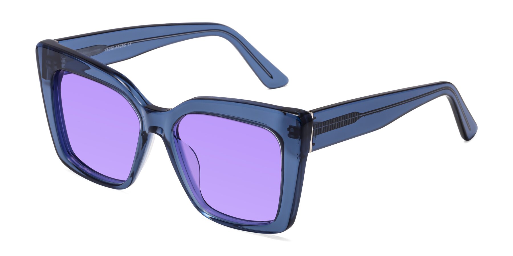 Angle of Hagen in Translucent Blue with Medium Purple Tinted Lenses