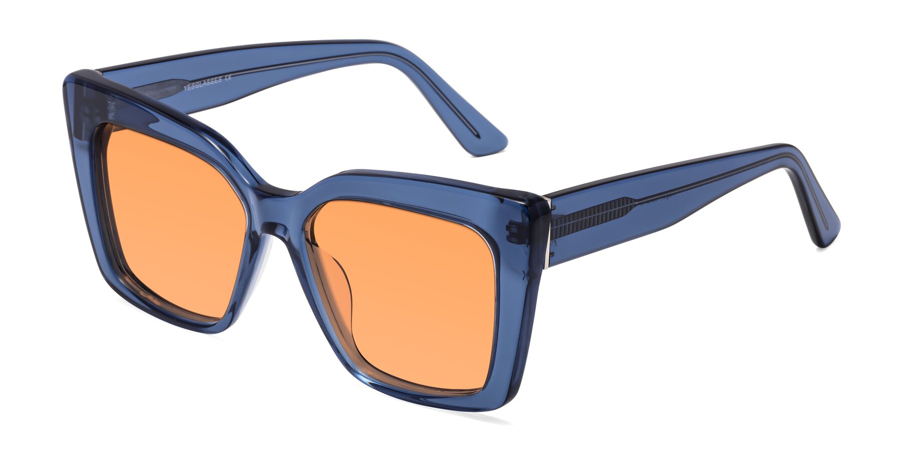 Angle of Hagen in Translucent Blue with Medium Orange Tinted Lenses