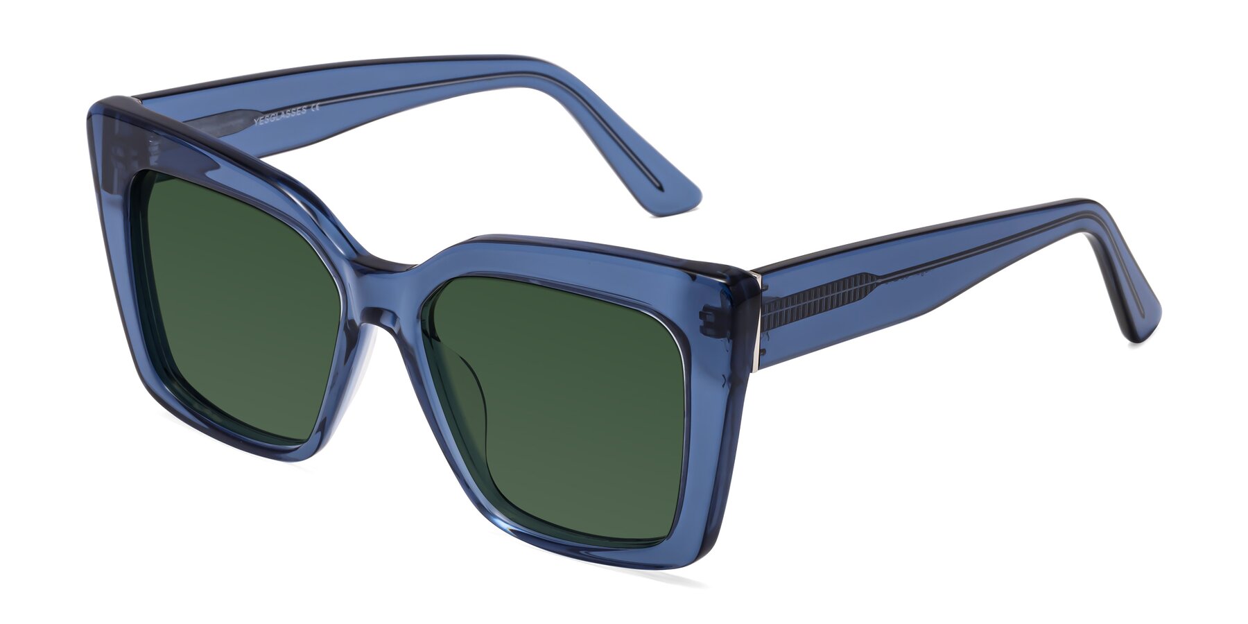 Angle of Hagen in Translucent Blue with Green Tinted Lenses