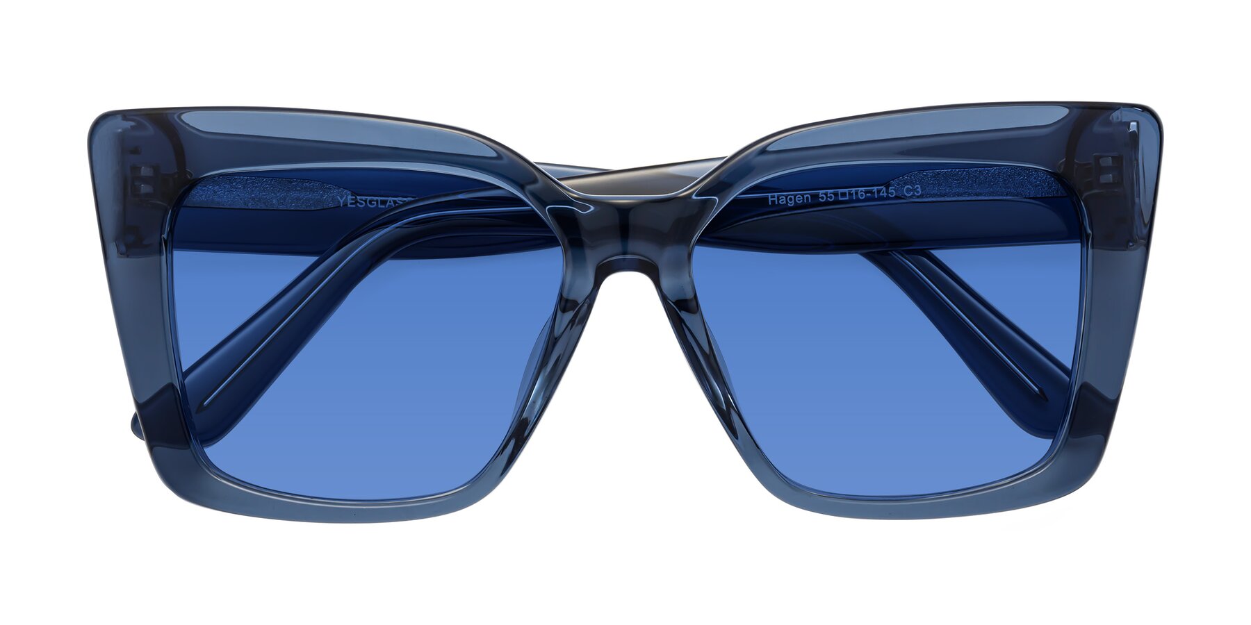 Folded Front of Hagen in Translucent Blue with Blue Tinted Lenses